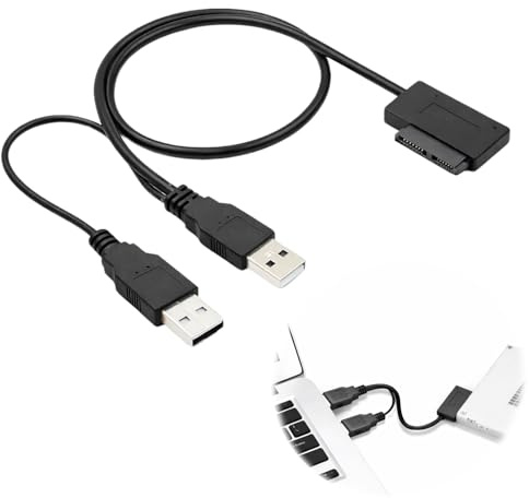 AYHYHLJZJ Câble SATA, adaptateur Version avec alimentation USB vers SATA 7 + 6 13 broches pour lecteur CD/DVD-ROM de laptop, SSD et HDD, Plug & Play, sans alimentation externe requise, sata to usb