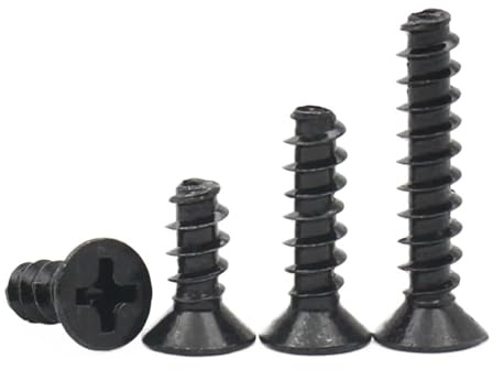 50-200 piezas de acero al carbono negro M1.4 .7 M2 .2 .3 .5 .6 M3 M4 Mini tornillo cabeza avellanada con ranura en cruz Tornillo autorroscante(8mm,M1.7 (200PCS))