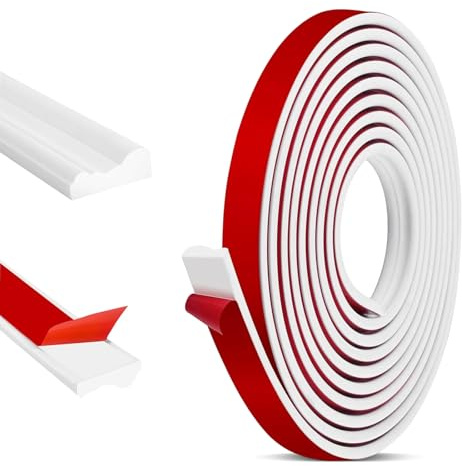 Wandleisten Selbstklebend, 5m x 32mm Stuckleisten Wand Selbstklebend Zierleisten Weiß Styroporleisten Flexible 3D Dekorative Stuckleiste für Wände Schränke Türen Bilderrahmen