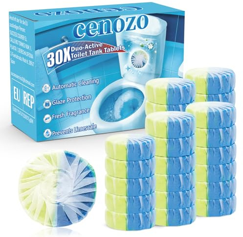 30 Pastilles de Nettoyant pour Wc,Nettoyant pour Réservoir à Double Action (50 g/pastille),Prévient le Calcaire et la Saleté,Protège la Glaçure,Parfum Frais