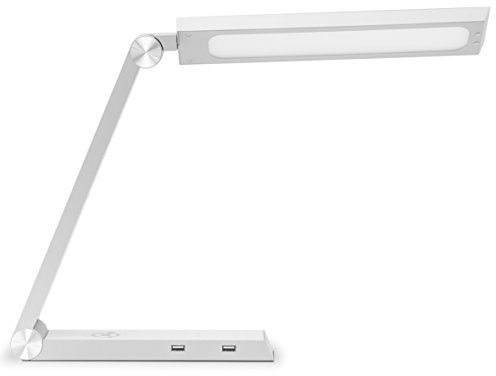 GASTROBACK #60000 Design LED Light & Charge, A++ to A, LED-Schreibtischlampe mit induktiver Ladestation, Qi Wireless Charger und USB-Anschlüssen, 60 Watt, silber, 28 x 6 x 32 cm