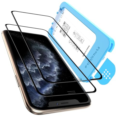 DEINODON für Panzerglas iPhone 11 Pro/XS/X [Auto-Montage] 100% Blasenfrei