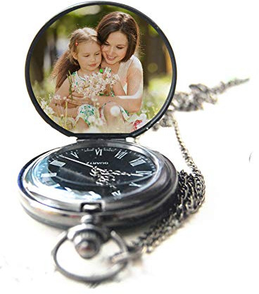 Godmoy Reloj de Bolsillo Hecho a Mano con Foto Personalizada Relojes Personalizados con Foto Relojes Fotográficos Personalizados para Unisex Regalo de Cumpleaños