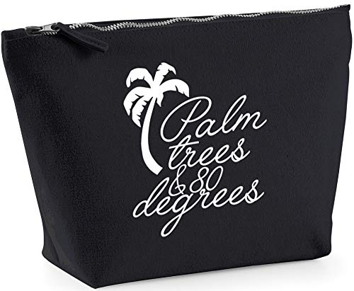 Hippowarehouse Palm trees and 80 degrees printed make up cosmetic wash bag 18x19x9cm