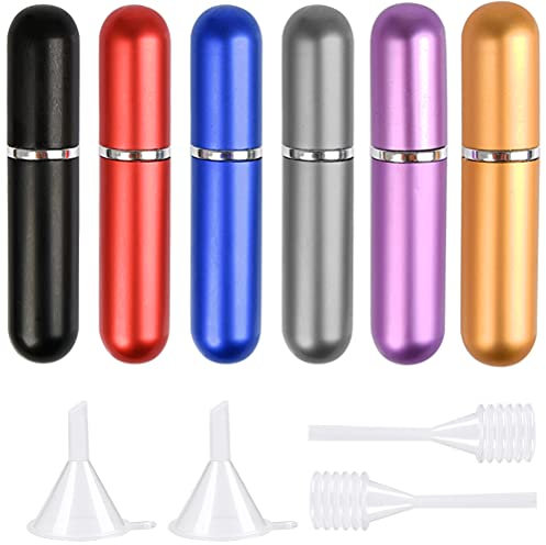 TIMESETL 6pcs Atomizador de Perfume, 5 ML Botella Vacío Pulverizador del Perfume de Atomizadores Bomba Recargable Dosificador de Perfume Spray Frasco para Viaje