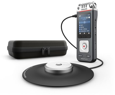 Philips VoiceTracer Audiorecorder Diktiergerät DVT8110 Meeting-Recorder mit Mit 360°-Meeting-Mikrofon - 3 High-Fidelity-Mikrofone, 8GB, Smartphone-App (Android/iOS)