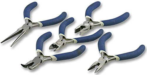 Zangen-Set, 5-teilig, Set enthält Rundzange, Oberschneider, Flachzange, gebogene Nasenzange, Diagonalschneider, Griff-Typ getaucht, Sets mit Zangenwerkzeug.