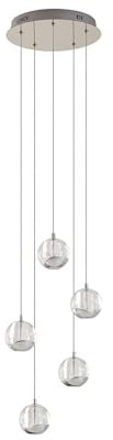 Lucande LED Pendelleuchte Hayley (Modern) in Transparent aus Glas (5 flammig,) - Hängelampe Esstischlampe Hängeleuchte Wohnzimmerleuchte