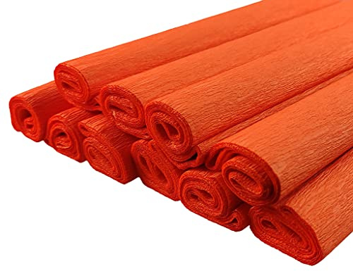 Netuno 10 Rollen Krepppapier Orange 200 x 50 cm Schultüte Basteln | Floristenkrepp Bastelkrepp Bastelpapier Gärtnerkrepp crepe paper Krepp Papier Papierrollen Dekoration Geburtstag