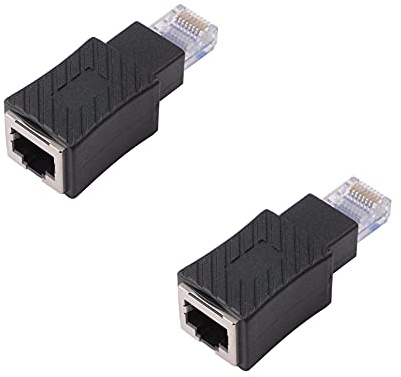 euroharry 2 Stück Straight RJ45 Ethernet Adapter, RJ45 Stecker auf | Buchse, Adapter, geschirmt, Netzwerk Patch Anschluss, kompatibel mit Cat5 Cat6