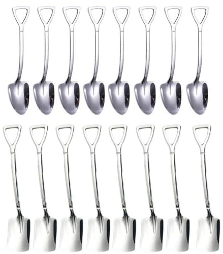 PiniceCore 16pcs Coffee Coffee Cutlery Set Cubiertos Acero Inoxidable Retro Hierro Pala Helado Cucharada Cucharada Cuchara Té Moda Vajilla