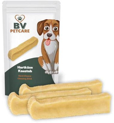 BV Petcare | Kaustab aus Hartkäse für Hunde I Kaumuskel Training & Zahnpflege I Natürlicher Käse (3er Set - M) - 3 x 65-78 g