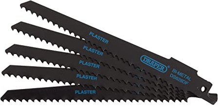 Draper 43426 Lot de 5 lames de scie sabre bimétallique pour coupe de plâtre, 150 mm, 6 TPI