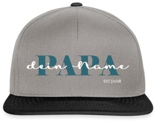Spreadshirt Personalisierte Papa Snapback Cap mit Name & Jahr | Personalisiertes Geschenk für Papa zum Vatertag oder Geburtstag.