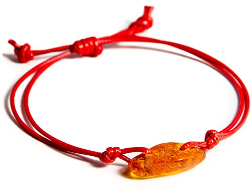 Unisex Bracelet with Unpolished Baltic Amber Stone, Handmade Gemstone Jewelry, Adjustable, wrist size 5.9-8.7 in