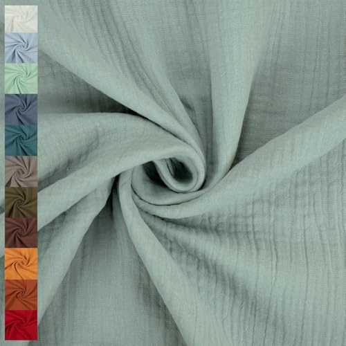Musselin Stoff Sunny, Double Gauze | ab 50cm x 130cm (eukalyptus)
