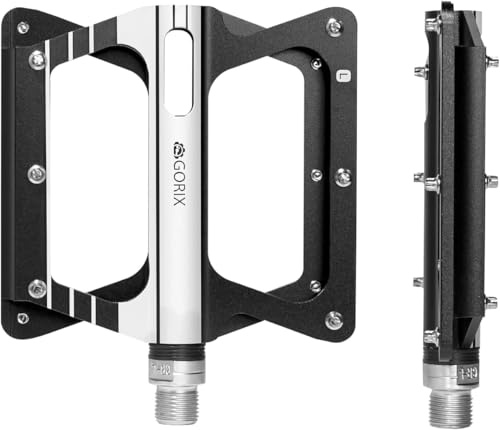 GORIX Fahrrad-Flachpedale, breites CNC-3-B-Lager, Aluminium, leicht, mit rutschfestem Stift, Spike, Rennrad, Mountainbike, Fahrrad (GX-FF306)