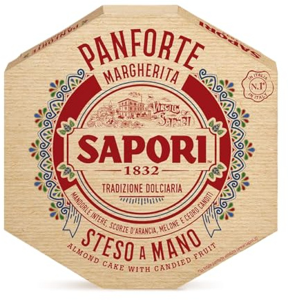 Sapori Panforte Margherita con Mandorle Intere, Scorze d'Arancia, Melone e Cedro Canditi 320g