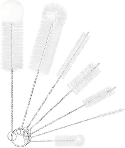 YUNGMAX Long Bottle Cleaner Brush and Straw Cleaner Brush Set, 7PCS Flexible Small Cleaning Brushes for Water Bottles Glasses Kettle Spout Lid Pipe