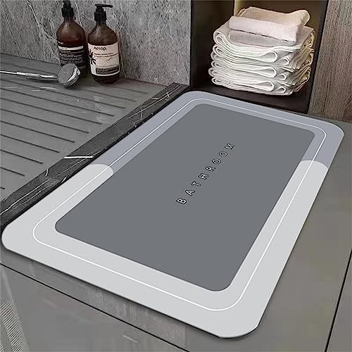 Badezimmerteppich, Badematte Rutschfest, Duschmatte Rutschfest, Duschvorleger, Badvorleger Badteppich Rutschfest Waschbar Teppich Badezimmer, Bathroom Mat, Bath Mat Mats, Bad Teppich, Grau-100x160cm