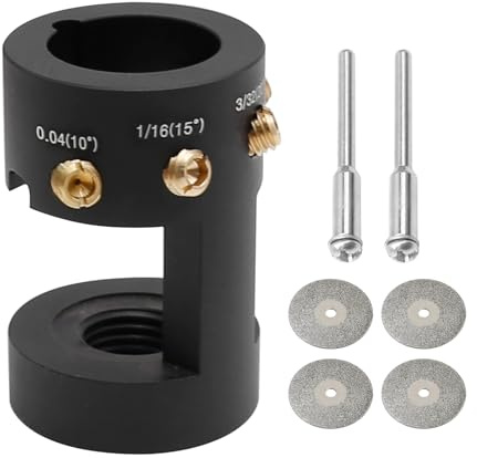 Vkinman Tungsten Electrode Sharpener Grinder Head ALUMINUM TIG Welding Tool Tungsten Sharpener with Angles Offsets&14 Holes, 5 Double Diamond Wheels 25mm, 2 Connecting Rods&Little Bone