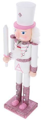 PRETYZOOM Nussknacker Holzfigur Rosa Weihnachten Deko Soldat 30cm Weihnachtsornament Handwerk für Kinder Schreibtisch Wohnzimmer Basteln Zubehör