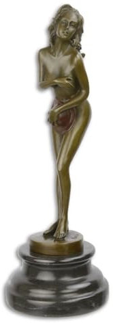 Bronzefigur Bronzeskulptur Bronze Frau Akt mit Hut H 28 cm Erotik Deko Dekoration