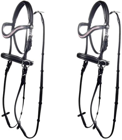 HKM Trensenzaum Gebisslos Funny Horses schwarz/pink Shetty (Packung mit 2)