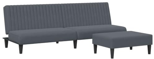 vidaXL Sofagarnitur 2-TLG., Schlafsofa mit Fußhocker, Klappbett Klappsofa mit Schlaffunktion, Bettsofa Sofabett Sofa Couch, Dunkelgrau Samt