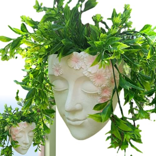 Youding Wand-Blumentopf mit Kopf – Blumenkübel mit Kopf – Wand-Blumentopf mit Kopf – Blumentopf aus Harz für Sukkulenten – für den Innen- und Außenbereich