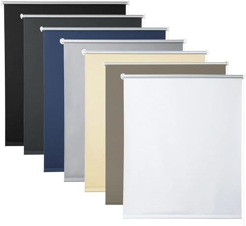 WOLTU Verdunkelungsrollo ohne Bohren, Thermo Verdunkelungsrollo mit Kette, Sichtschutz, für Türen und Fenster, 80 x 150 cm, Weiß