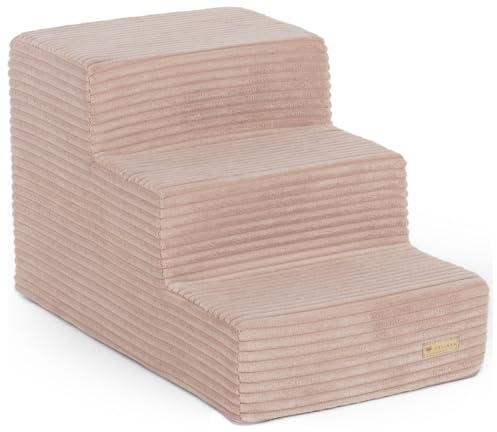 Velinda Escaleras para Perros y Gatos, de Espuma, 3 peldaños, peldaños, adiestramiento (Color: Rosa Claro (Pana))