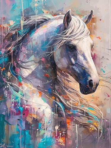 Reofrey 5d Diamond Painting Zubehör Pferd, DIY Full Dril Tier Diamant Painting Bilder Set Diamant Malerei Vollbohrer, Kreuzstich Erwachsene Stickerei Crystal Strass Foto Craft Für Wall Home 30X40cm