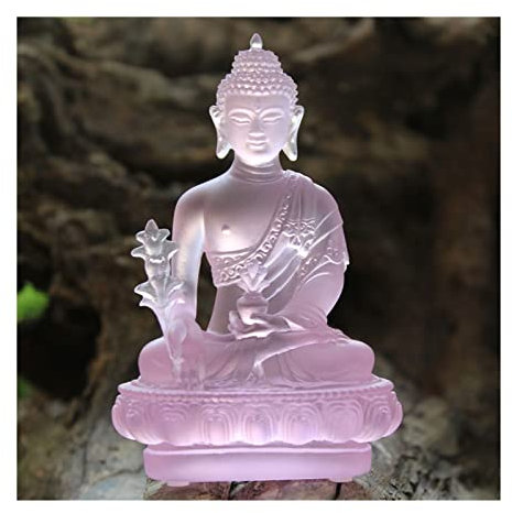 Jian1004 Heimdekoration, Zen-Buddha, Heimeinrichtung, Tempel, Veranda, Weihe, antike Glas-Buddha-Skulptur, Tischdekoration,Gartenskulptur(Pink)