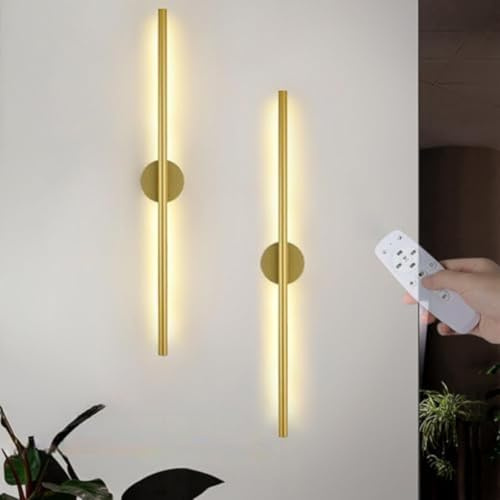 GZZBMY Wandlampe LED Wandleuchte mit Fernbedienung Dimmbar 2700K-6500K Wandbeleuchtung Touch Kabellose USB Aufladbare 350° Drehbare für Wohnzimmer Schlafzimmer Arbeitszimmer (Gold Rund,2 Stück)