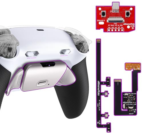 eXtremeRate Rise Plus Max RMB Palettes pour ps5 Manette | Remap Kit Métal pour ps5 BDM-030 040 050 avec Clicky Trigger Stop,Coque Arrière avec Boutons Contrôle Gâchette-Noir Blanc