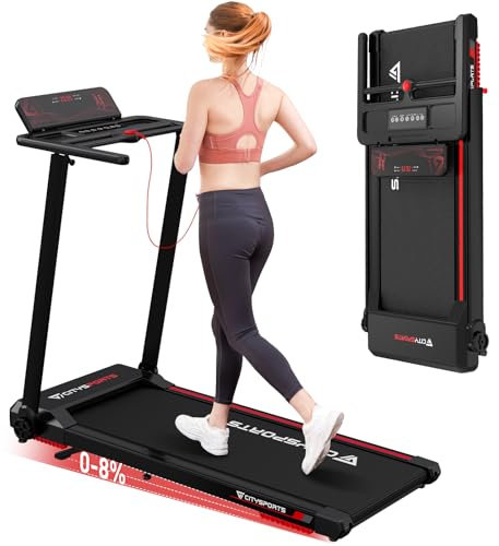 CITYSPORTS Folding Treadmill,8% Incline Treadmills for Home,12km/h Portable Treadmill,1400W Motor Walking Pad Foldable,120kg Weight Capacity,APP*LED Screen (Black)
