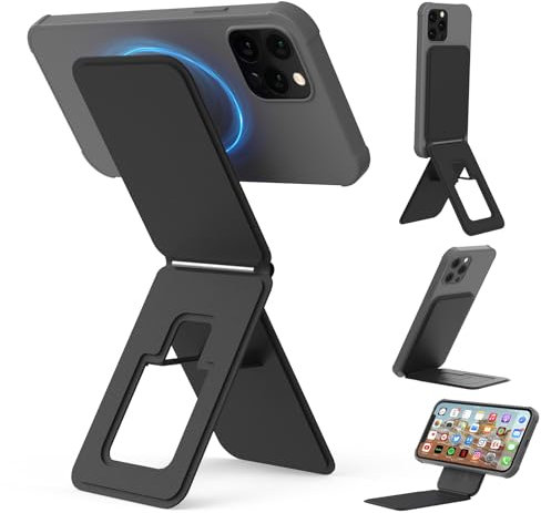 Bettdow Trépied portable pour iPhone séries 17/16/15/14/13/12, support de téléphone portable pour self-vlogging, surf, macrophotographie, appels vidéo, support de téléphone léger, noir