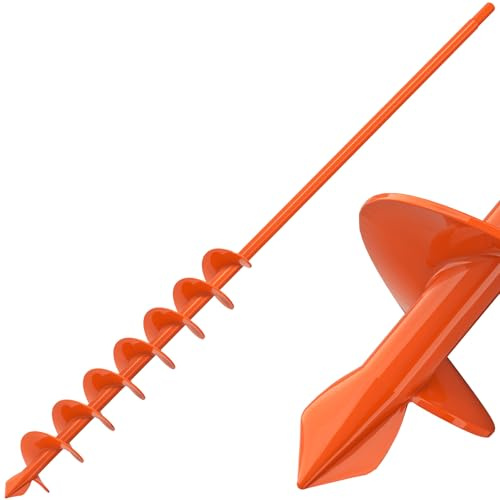 Insaga Jordborr för plantering, 5,1 x 81,3 cm, jordborr för plantering, robust trädgårdsborr med säkerhetskanter och orange rostskydd, kompatibel med sladdlösa borrar för lerjord