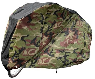 HARFINGTON Bike Cover Waterproof Outdoor 78.7 Polyester Anti Dust Rain Wind Snow Bicycle Covers with Lock Holes Windproof Buckle Storage Bag for Mountain Road Bike, Black Camo