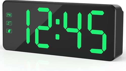 KWANWA Digitalwecker mit großes LED Display, 12/24H, Helligkeit, Netz | LED-Wecker, Sensor-Tipp für 10s Display, 3 Helligk., Nachtmodus, 12/24H, Netz+AA-Batterie