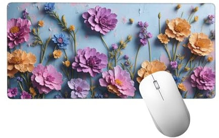 Púrpura Alfombrilla Ratón XXL 1400x600 mm, Alfombrilla Escritorio Mouse Pad de Goma Antideslizante, Flor Mouse Pad Grande Gaming, Alfombrilla Antideslizante, Desk Mat para Jugadores, PC, Oficina H-818