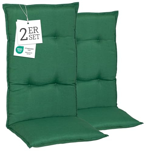 Beo® Turin Hochlehner Gartenstuhl-Auflagen 2er Set | Waschbar, UV-beständig, Atmungsaktiv | Made in EU, Öko-Tex Standard | Polsterauflage für Gardenmöbel