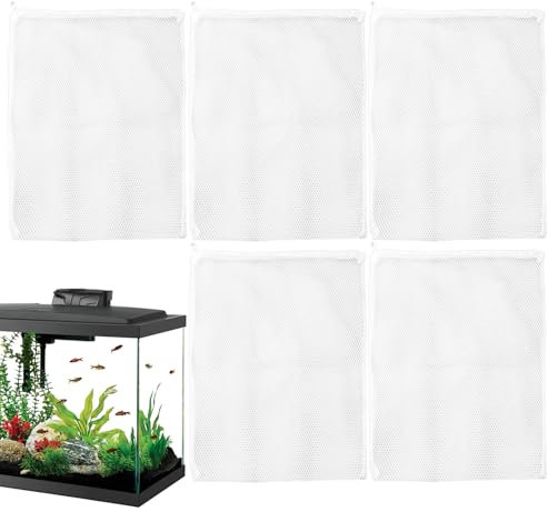 Aquarium -Filtermedienbeutel, Aquariumnetzbeutel - 5x Fine Mesh Filter Media Bag für Fischtank,Reißverschluss mit Mehrzweckwasserreinigungsrad für Torf, zerkleinerte