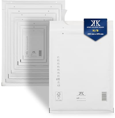 KK Verpackungen Luftpolster-Versandtaschen | 100 Stück, H8 H/8 Luftpolsterumschläge 290 x 370 mm Weiß | Luftpolstertaschen selbstklebend