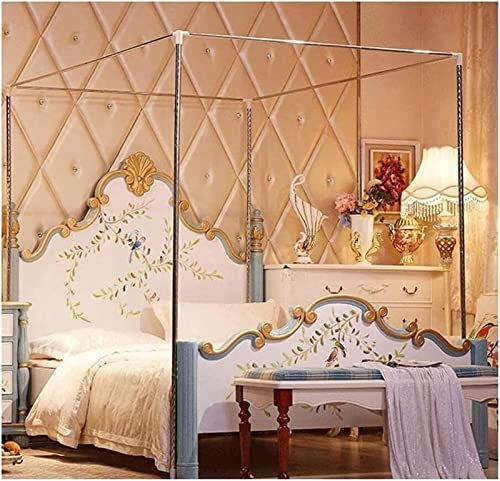 Generisch Moskitonetzhalterung für Vier Ecken, Baldachinstangen aus Edelstahl, Betthimmelrahmen, Moskitonetzhalterung, Bettvorhang, Baldachinnetz, Bettrahmenpfosten für Metallbett, Holzbett