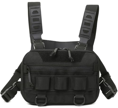 Kaxich Tactical Chest Rig Bag for Men Women, Running Chest Bag Utility Chest Pack Recon Kit Bag for Hiking Hunting Fishing Running Cycling (Black)