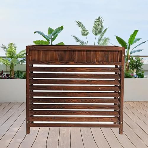 YHDMDQ Wood Air Conditioner Fence, 40 L X 17 W X 37 H Privacy Cover For AC Outside Units, Radiator Cover Display Stand, Flower Stand Wood Composter Bin(43.7x19.7x40.9in/111x50x104cm)
