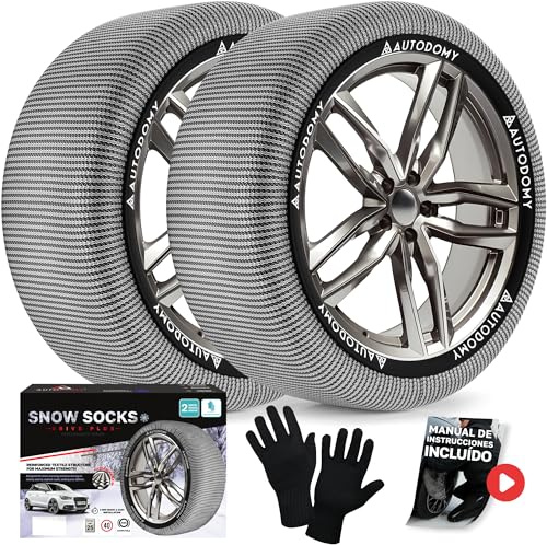 Autodomy Cadenas Textil Nieve Talla XXL | Fundas Ruedas Nieve Universal | Fundas Ruedas Nieve No Dañan el Neumático | Cadena Textil Coche Homologadas Rápido de Instalar