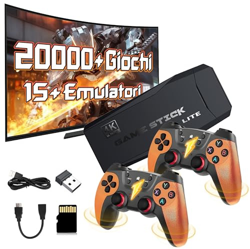 QISHENKOLA M9 console di gioco portatile, console di gioco retrò con doppio controller wireless 2.4G ricaricabile,20000+ giochi,15+ emulatori, uscita video 4K HD 1080P per TV/computer, plug&play 64G